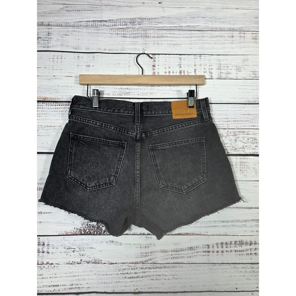 Denim Forum Yoko High Rise Black Cutoff Denim Short Size 28